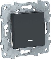 Выключатель кнопочный с подсветкой без рамки Schneider Electric Unica New 1-кл. антрацит картинка